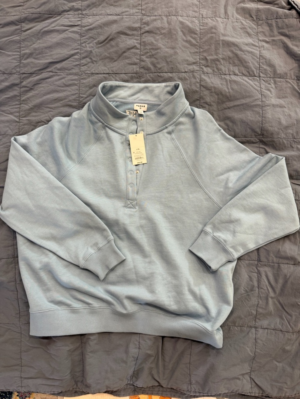 NWT Parke X Target Light Blue Mock Neck Snap Pullover L/XL